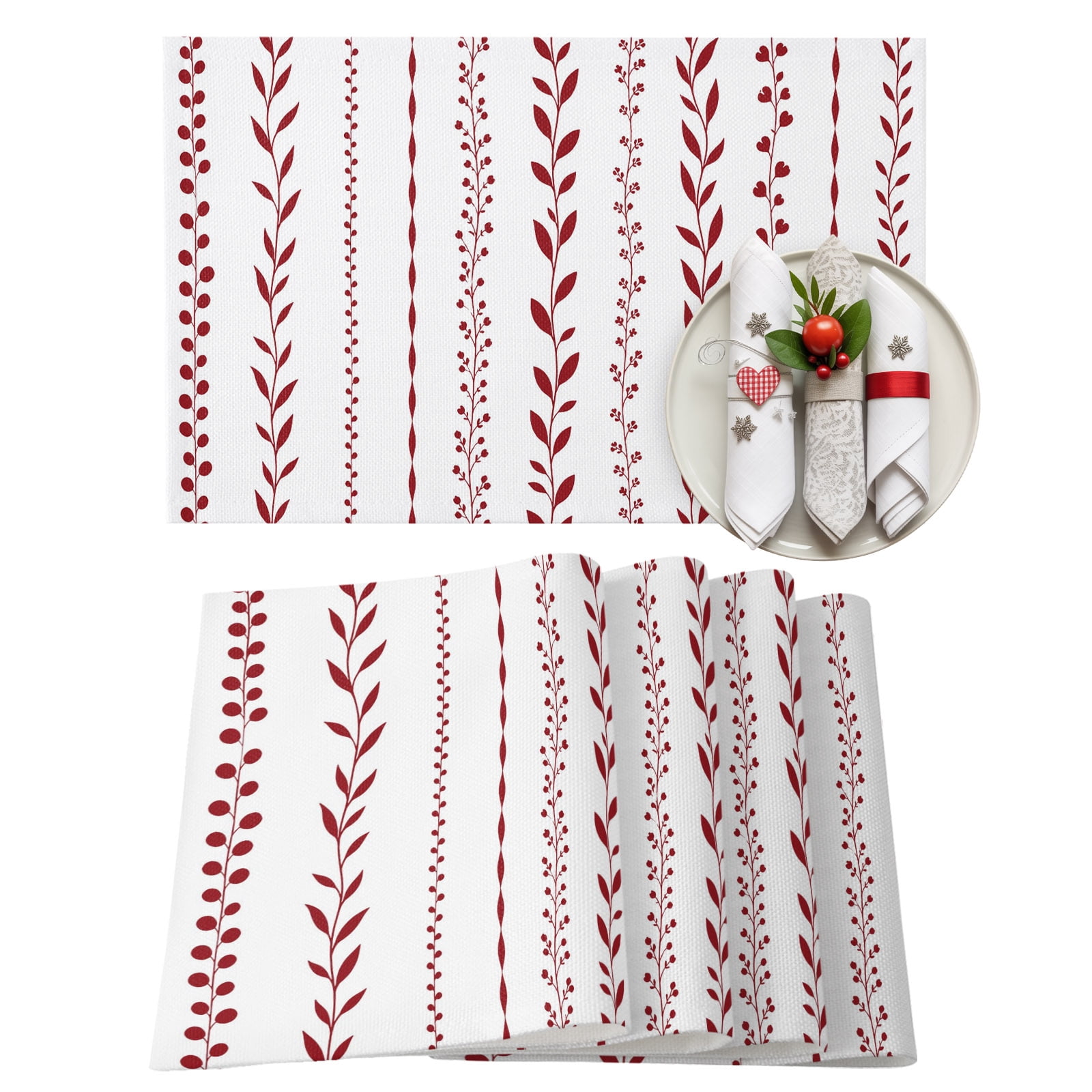 Simple Mats Simple Stripes Placemats Set of 4, Heat Insulation Woven Place Mats ...