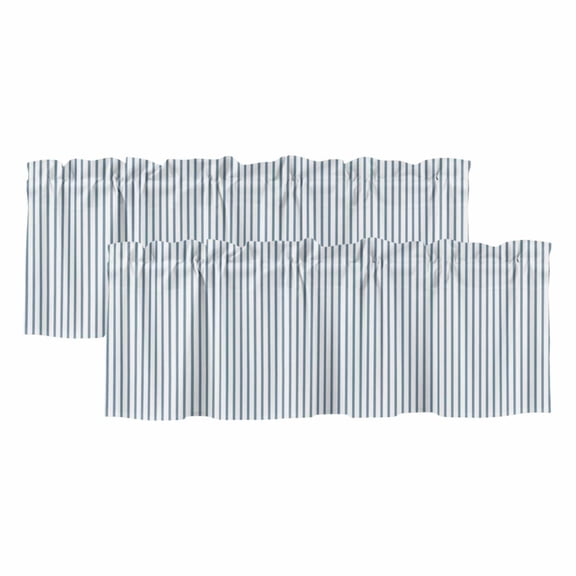 Simple Stripes Window Valance, 2 Pack Decorative Curtain for Small Windows, Light Filtering Valance with 3” Rod Pocket, 42"W x 12"L