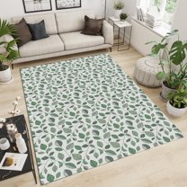 Simple Style Area Rugs, Green Vine Plant Leaves Pattern Outdoor Carpet, Non-Shedding Indoor Foldable Washable Non Slip Rug for Home Living Room Bedroom Office Decor Mats 2ft x 3ft