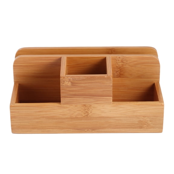 Simple Style Bamboo Desktop Storage Box - Remote Control Organizer for Home Office Use