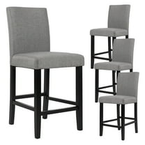 Simple Style Bar Chairs Full Back Counter Height Fabric Upholstered Barstools, Gray, Set of 4