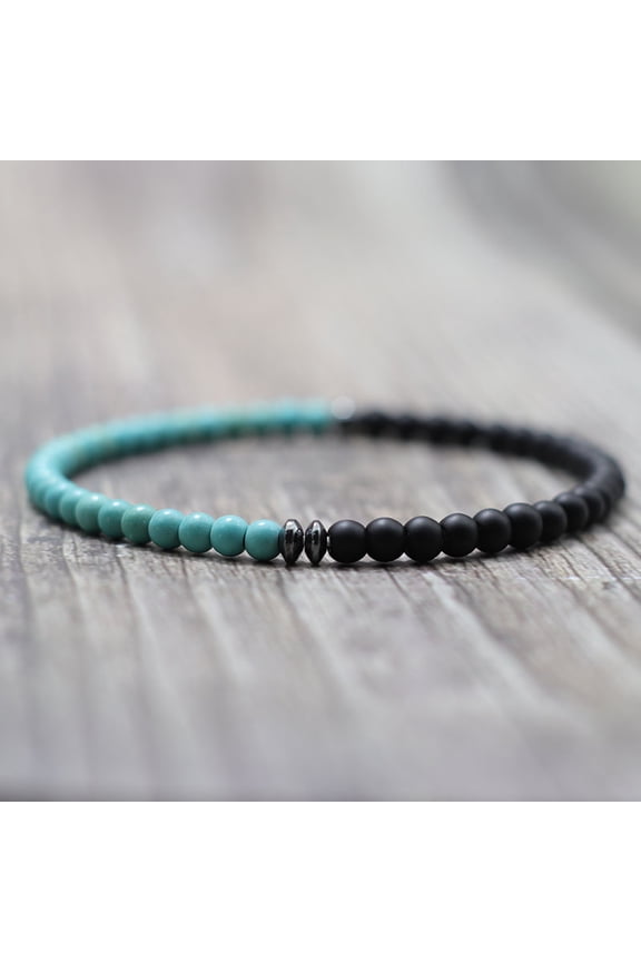Simple Style Bicolor 4mm Beaded Bracelet Men Women Handmade Onyx Howlite Lava Hematite Stone Braslet Healing Casual Couple Joias