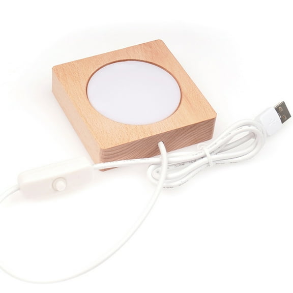 Simple Style LED Lights Display Base Wooden Lighted Base Stand Fitting for Crystal Glass Resin Art Decorative Ornament