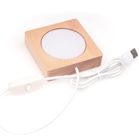 Simple Style LED Lights Display Base Wooden Lighted Base Stand Fitting for Crystal Glass Resin Art Decorative Ornament