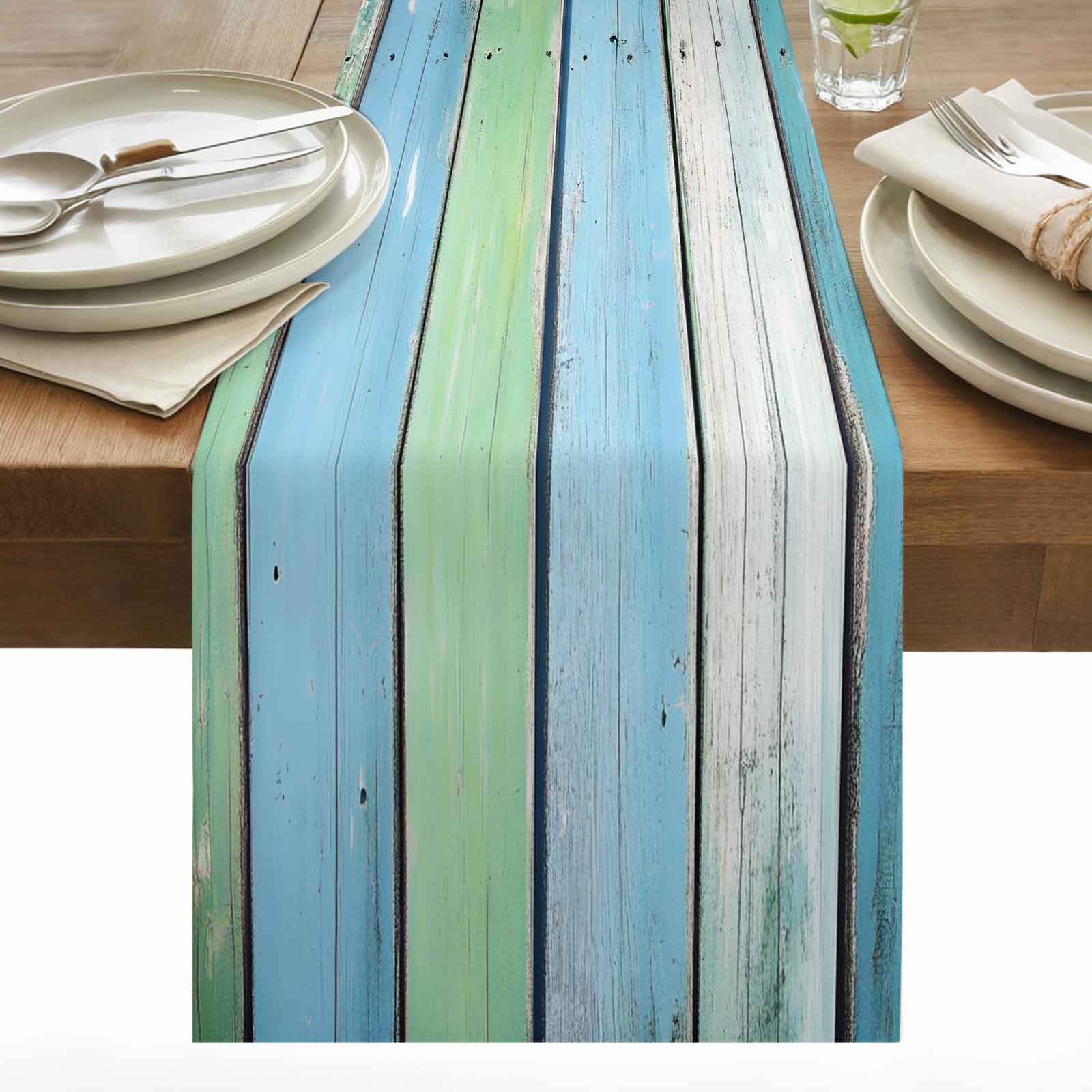 Simple Style Table Runner 13x72 inch Modernism Retro Broken Wood Grain ...