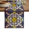 thumbnail image 1 of Simple Style Table Runner, Yellow Flowers Impressionist Artwork Cotton Linen Kitchen Table Decoration Washable Dining Tabletop Runners for Home Party Decor 13x120 Inches, 1 of 9