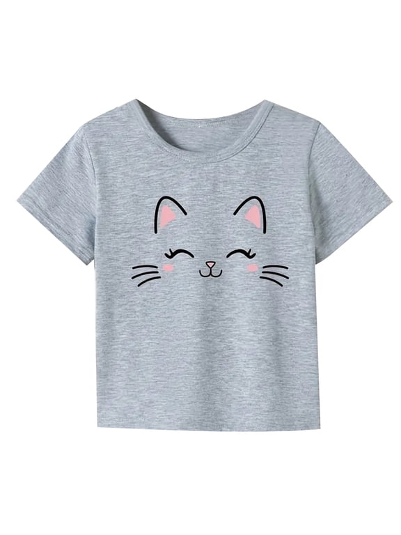 Simple Summer Girls' Short Sleeve T Shirts Tops Kids Toddler Baby Spring Summer Letter Print Short Sleeve T Shirt Clothing Fashion Dailywear
