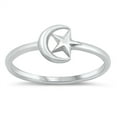 thumbnail image 1 of Simple Sun Crescent Moon Ring .925 Sterling Silver Band Jewelry Female Male Unisex Size 9, 1 of 4