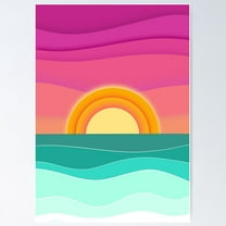 Simple Sunset Art Poster Wall Art, Modern Wall Decor For Living Room Bedroom, 8x12 UNFRAMED