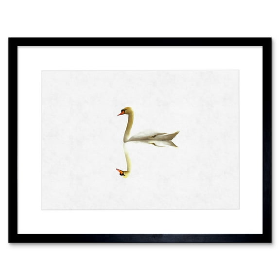 Simple Swan Reflection Artwork Framed Wall Art Print 9X7 Inch