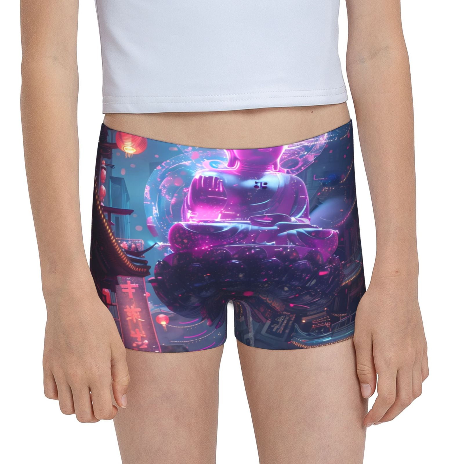 Easygdp Neon Buddha Cityscape Girls Hipster Cotton Underwear Little