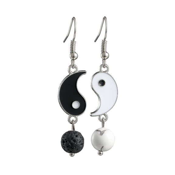 Simple Tai Chi Yin Yang Dangle Earrings for Women Gilrs 2 Matching Necklace Bracelet BFF Friendship Couple Gift Present