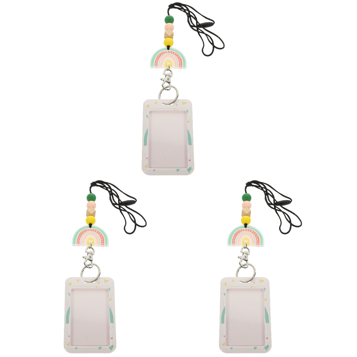 Simple Teacher Badge Scroll Separate Push Holder Lanyard (Rainbow 1