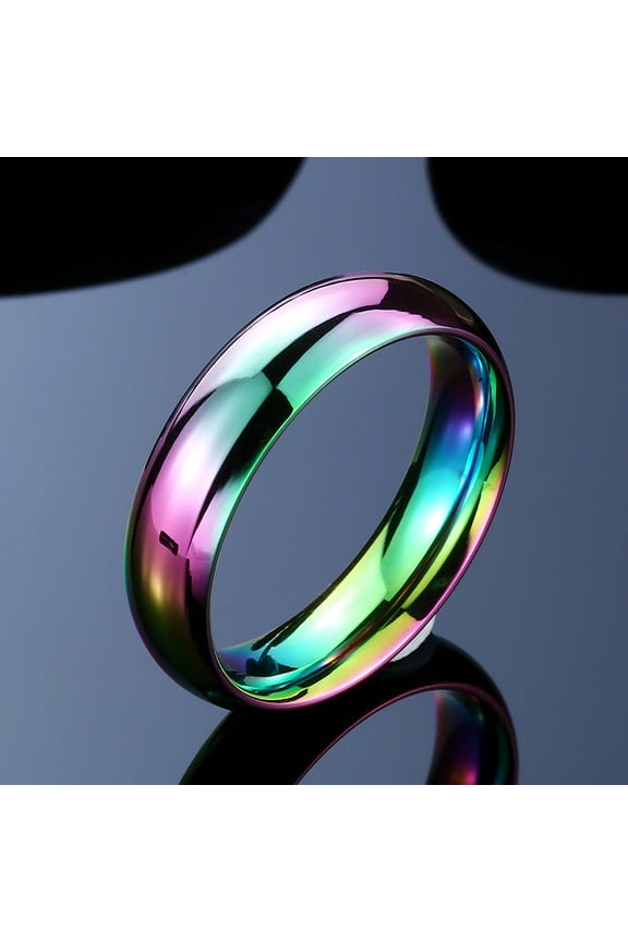 Simple Temperament Color Stainless Steel Ring Geometric Minimalist Design For Women Jewelry Elegant Shine Plus
