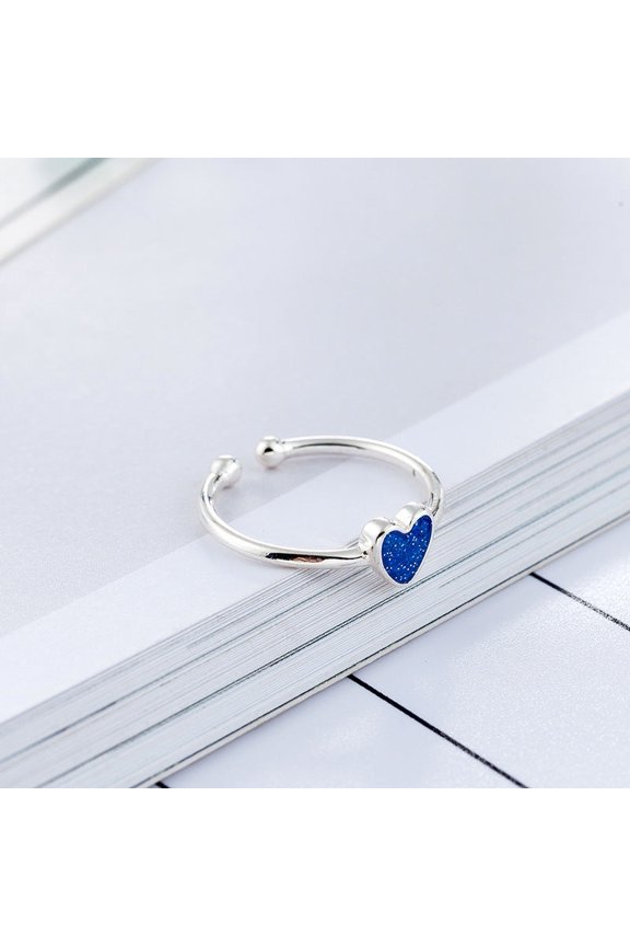 Simple Temperament Opening Korean Ring Ladies New Personality Epoxy Blue Love Ring