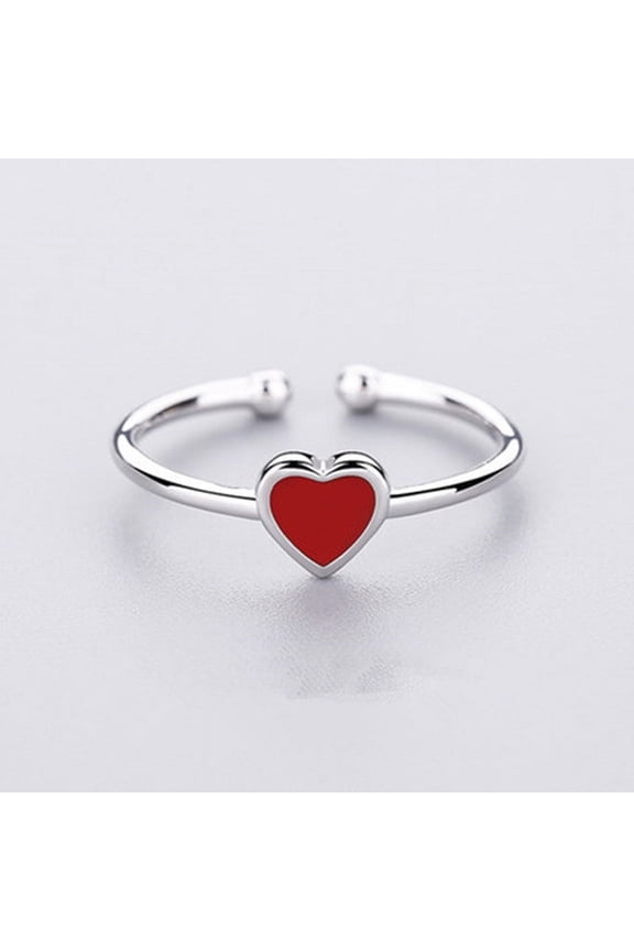 Simple Temperament Small Red Heart Ring Female Fashion Popular Sweet Love Niche Design Net Red Heart Ring