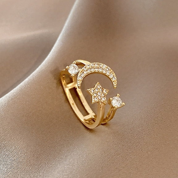 Simple Temperament Star Moon Ring For Women