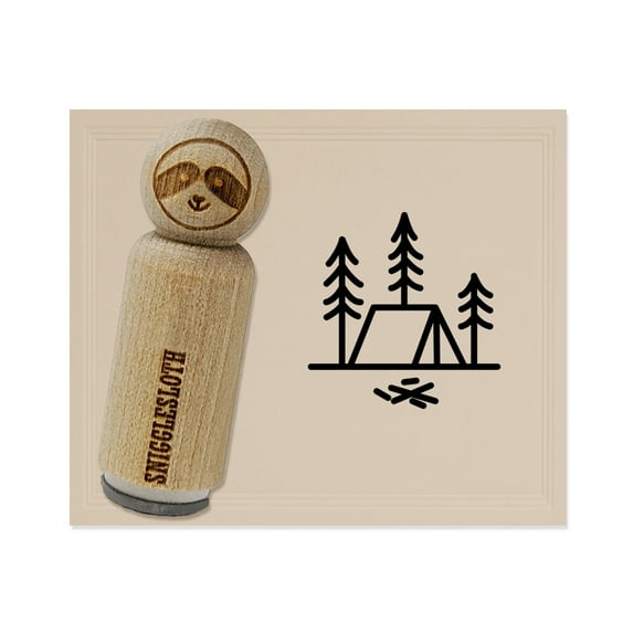 Simple Tent Camping in Woods Rubber Stamp for Scrapbooking Crafting Stamping - Mini 1/2 Inch