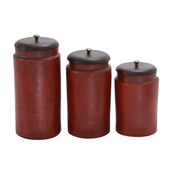Simple Tera Cotta Jar No-Frill In Rusty Red Finish - Set Of 3
