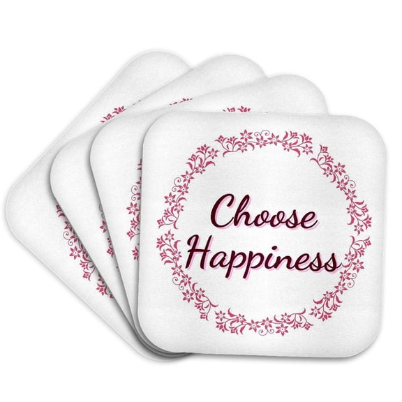 3drose, Simple Text of Choose Happiness, Set of 4 Coasters - Soft