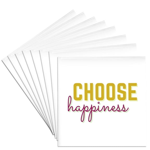 3drose, Simple Text of Choose Happiness, Set of 8 Ceramic Tile Coasters