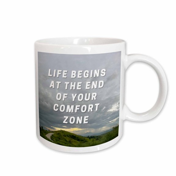 3drose, Simple Text of Life Begins at the End of Your Comfort Zone, 11oz Mug