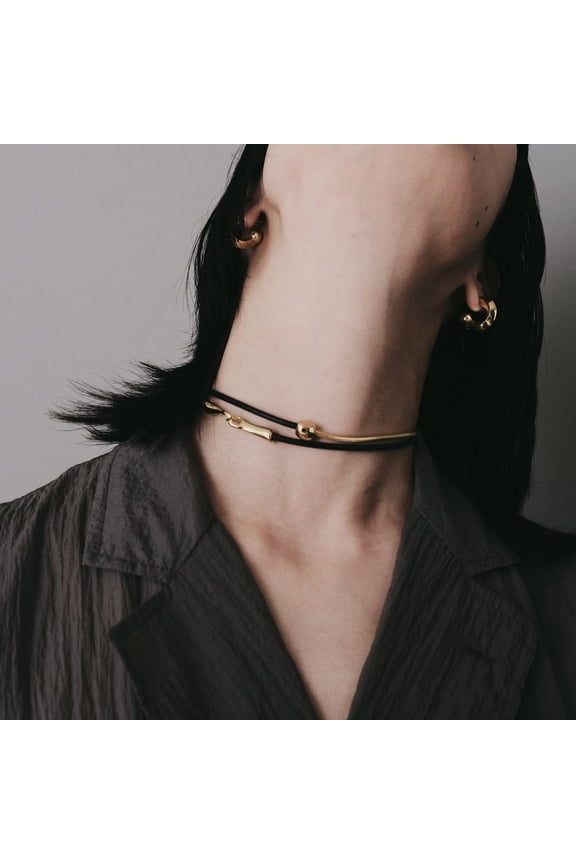 Simple Textured Cowhide Stitching Snake Bones Chain