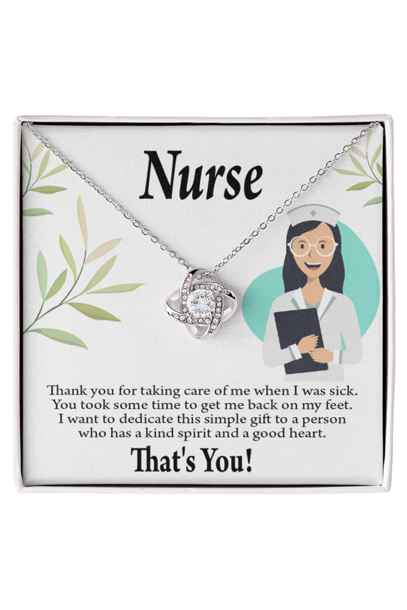 Simple Thank You Healthcare Medical Worker Nurse Appreciation Infinity Knot Necklace Message Card