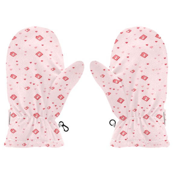 Simple Theme Pink Cold Weather Mittens Cozy Gloves with Adjustable Fit Perfect for Outdoor Fun