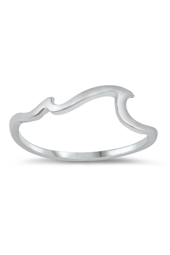 Simple Thin Line Fire Water Wave Ring .925 Sterling Silver Band Jewelry Female Male Unisex Size 8