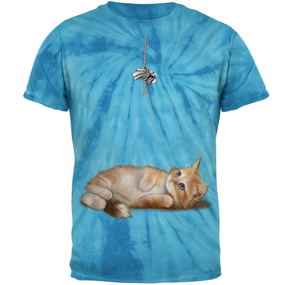Simple Things Kitty Cat Playtoy Full Mens T Shirt Pinwheel Blue Tie Dye MD