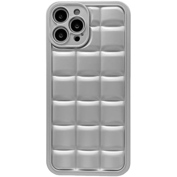 Simple Three-Dimensional Phone case, Lens All-Inclusive, Cream Color, TPU Material, Anti-Drop wear-Resistant, for iPhone 15 14 13 12 11 Pro Max Phone case (Silver,iPhone 12)