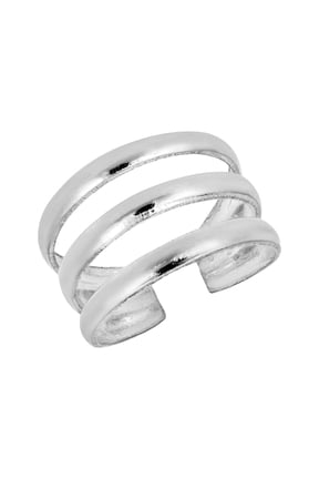 Simple Three Wavy Line Sterling Silver Toe or Pinky Ring