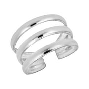Simple Three Wavy Line Sterling Silver Toe or Pinky Ring