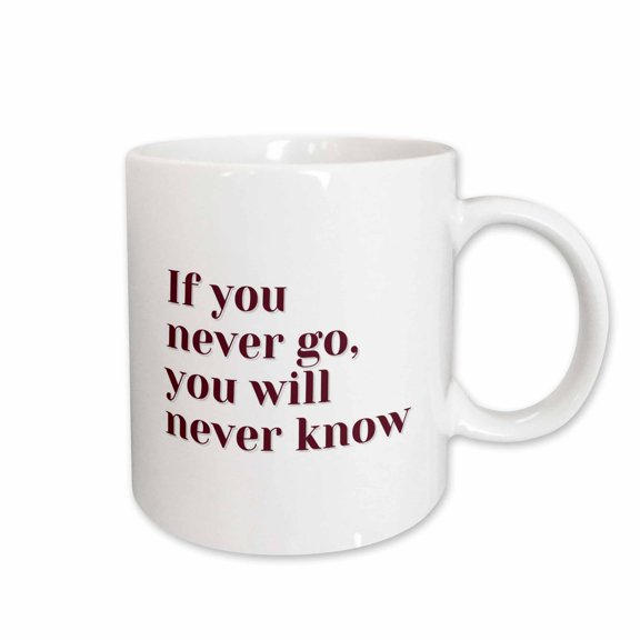 3drose, Simple Travel Quotes and Text of If You Never Go You Will Never Know, 15oz Mug