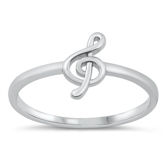 Simple Treble Clef Music Ring .925 Sterling Silver Band Jewelry Female Male Unisex Size 10