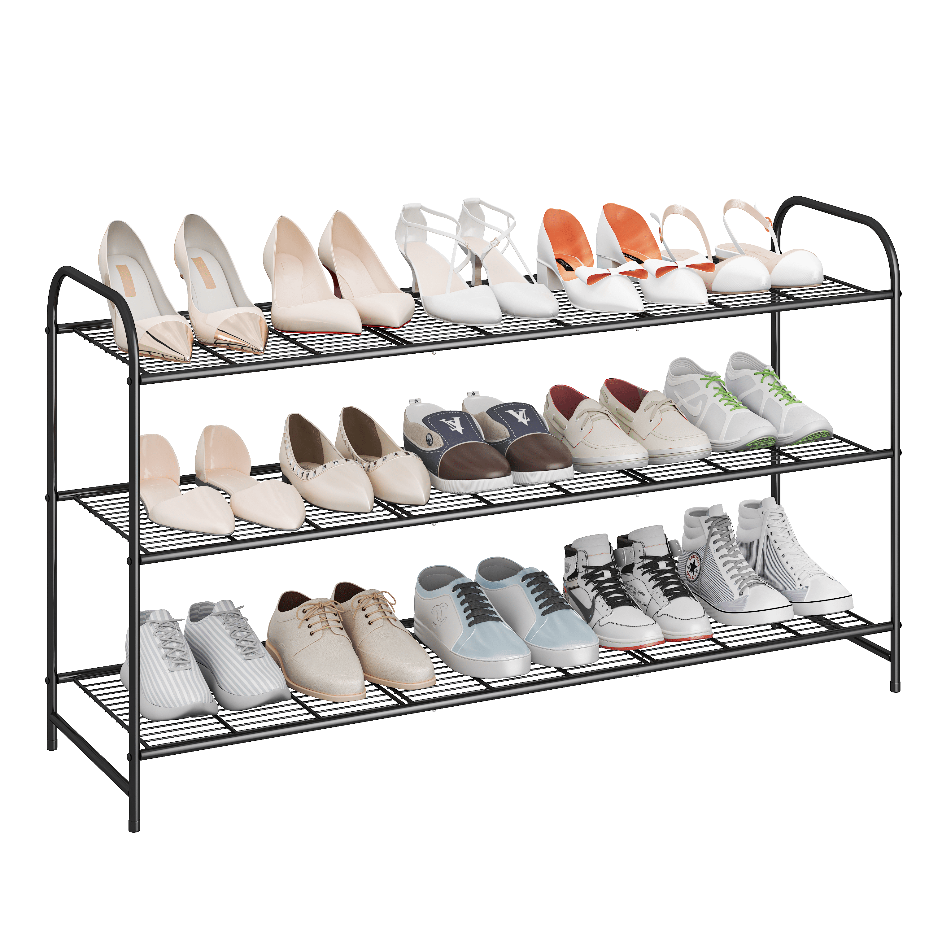 Simple Trending 3Tier(15Pairs) Long Wired Shoe Rack, Shoe Organizer