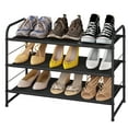 thumbnail image 1 of Simple Trending 3-Tier (9 Pairs) Fabric Shoe Rack , Black, 1 of 7