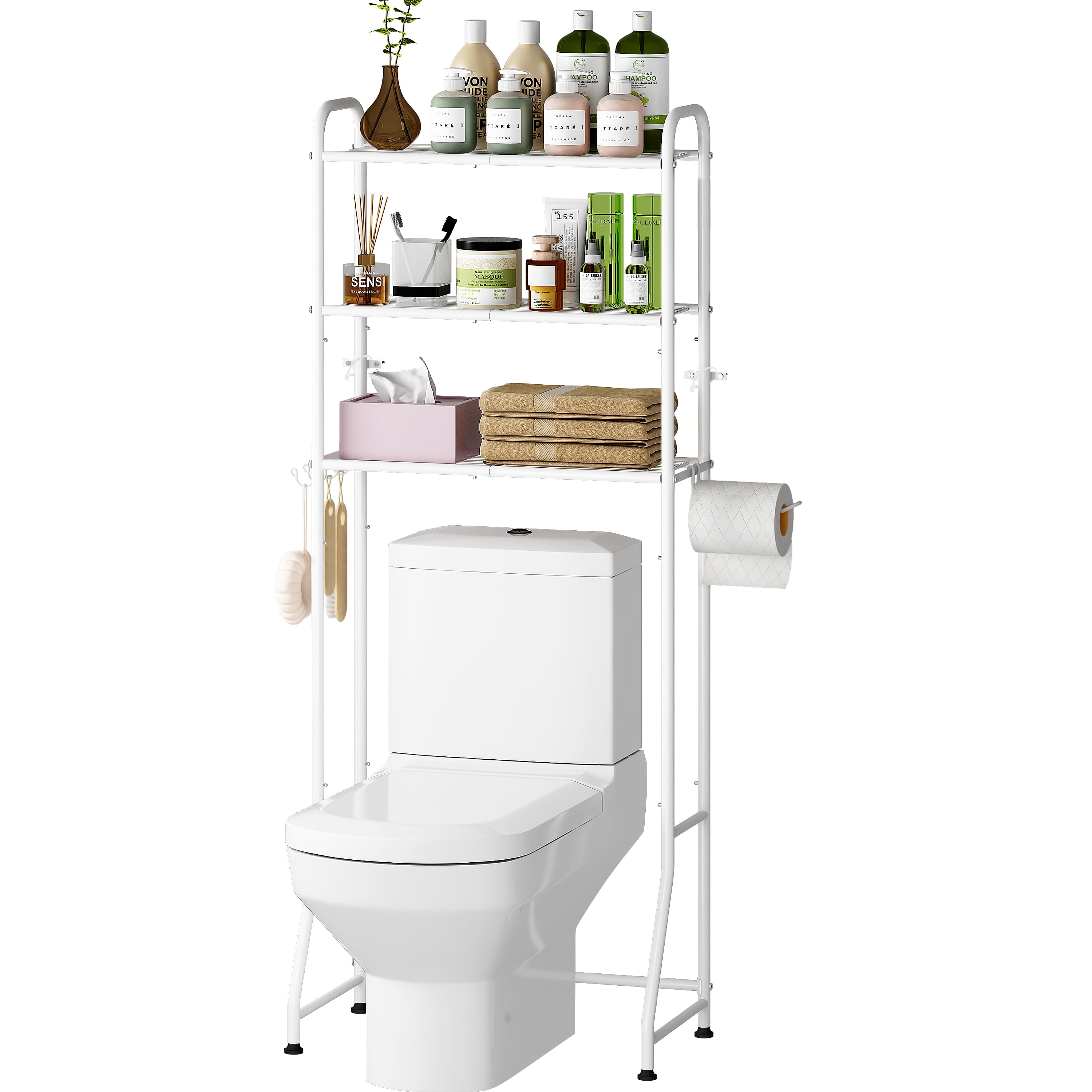 Simple Trending3 Tier Shelf Bathroom Space Saver, Over The Toilet Rack