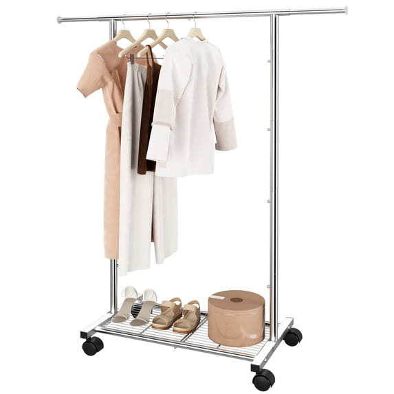 Simple Trending Rack Simple Trending Movable Adjustable Rolling Clothing Rack, Extendable ...