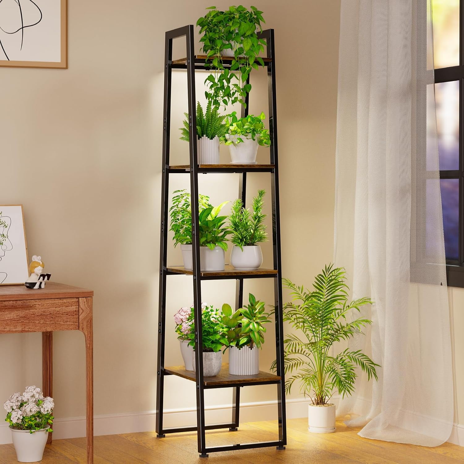 Simple Trending Plant Stand Indoor with Grow Lights, 4 Tier Metal Plant ...