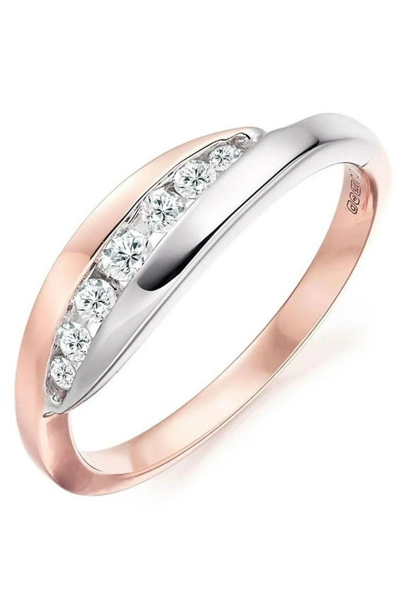 Simple Trendy Double Color Rings For Women White Zircon Female Bride Jewelry Valentine Gifts
