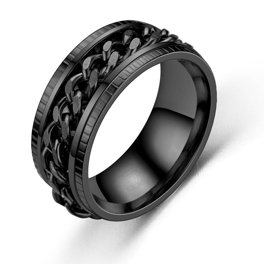 Simple Trendy Men's Chain Titanium Steel Ring - Walmart.com