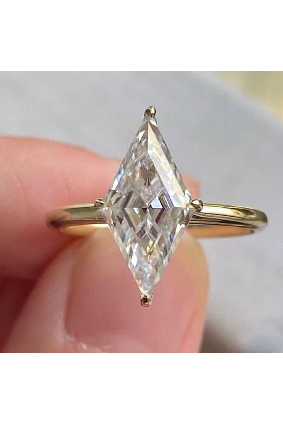 Simple Triangular Rhombus Imitation Moissanite Diamond Ring Copper Electroplated For Women Jewelry Gift Elegant Jewelry