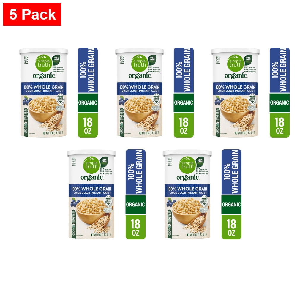 Simple Truth 100% Whole Grain Rolled 1 Minute Oats 18 oz - 5 Pack ...