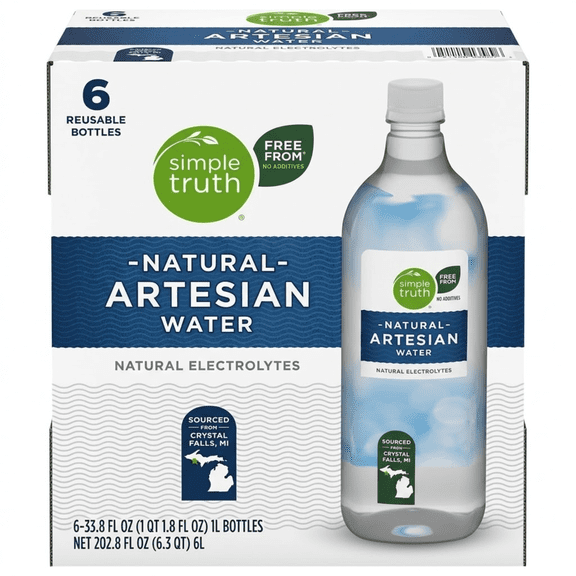Simple Truth Artesian Water 33.8 fl oz 6 Pack Pure Spring Hydration
