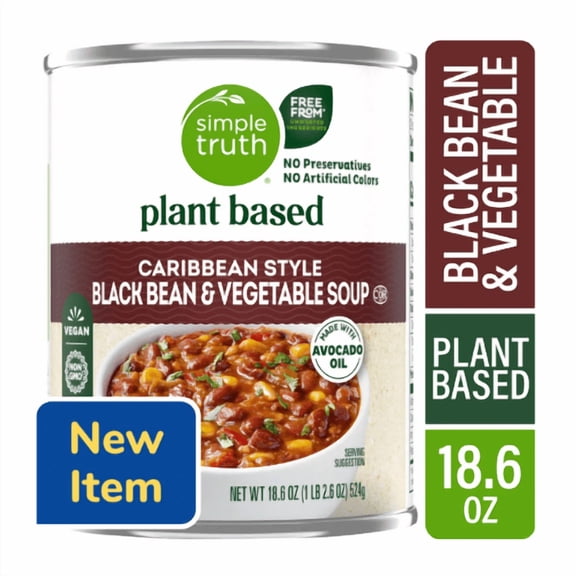 Simple Truth Caribbean Style Plant Based Black Bean and Vegetable Soup, 18.6 oz, 2 Pack
