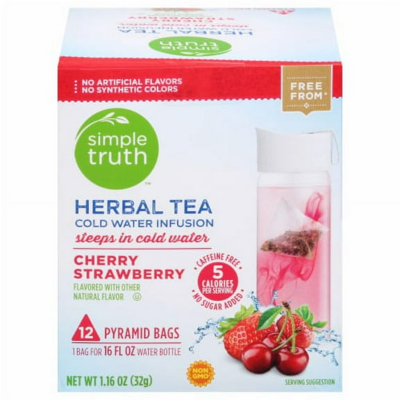 Simple Truth Cherry Strawberry Herbal Pyramid Tea Bags - 12 ct