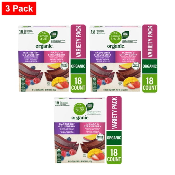 Simple Truth Fruit Strip Variety Pack 18 ct / 0.5 oz - 3 Pack