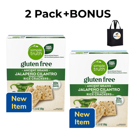 Simple Truth Gluten Free Ancient Grains Jalapeno Cilantro Rice Crackers 3.5 oz , 2 Pack + Bonus